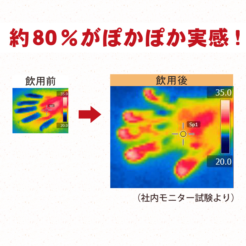 約80%がぽかぽか実感